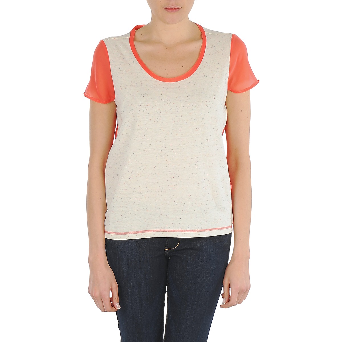Clothing Women short-sleeved t-shirts Eleven Paris EDMEE Beige / Orange