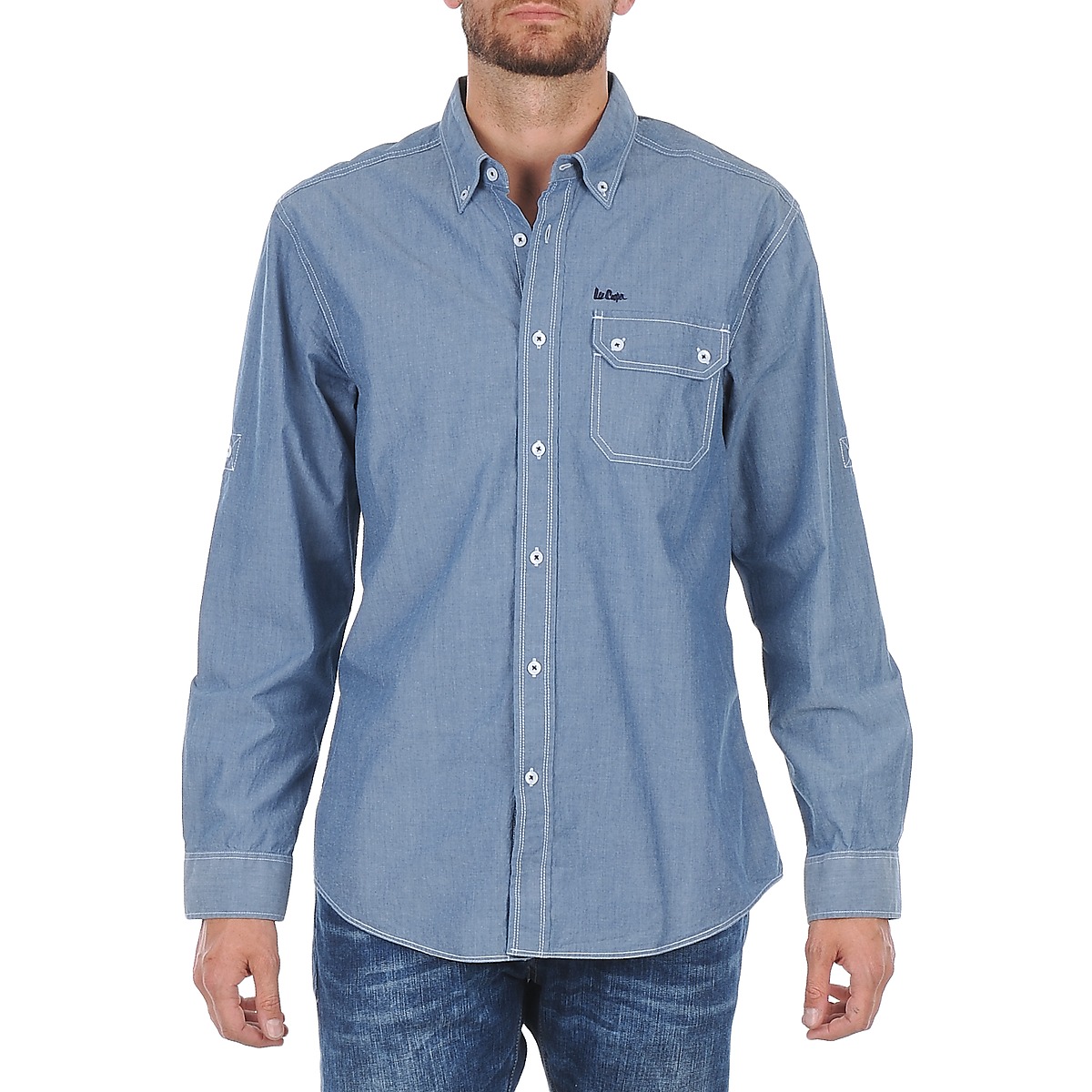 Clothing Men long-sleeved shirts Lee Cooper Greyven Blue