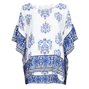 Clothing Women Blouses Desigual ANDES White / Blue