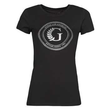 material Women short-sleeved t-shirts Guess SS G CREST LOGO R3 Black