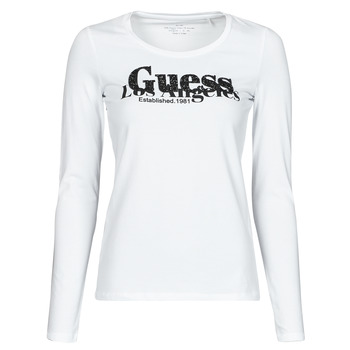 Clothing Women Long sleeved shirts Guess LS CN ASTRELLE TEE White