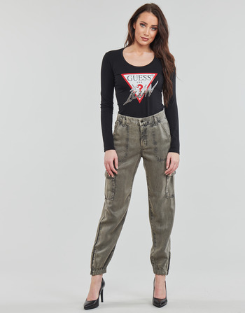 material Women Cargo trousers Guess BOWIE CARGO CHINO Grey / Dark