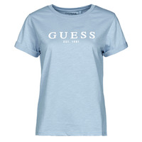 material Women short-sleeved t-shirts Guess ES SS GUESS 1981 ROLL CUFF TEE Blue