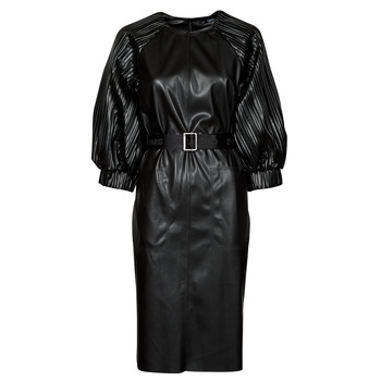 material Women Short Dresses Karl Lagerfeld FAUX LEATHER DRESS Black