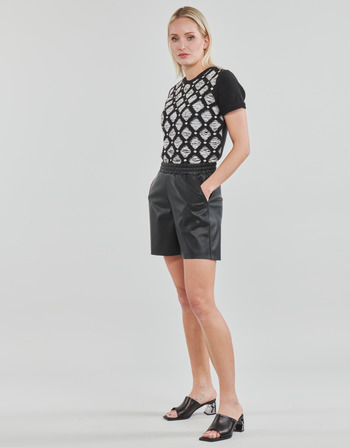 Karl Lagerfeld PERFORATED FAUX LEATHER SHORTS Black