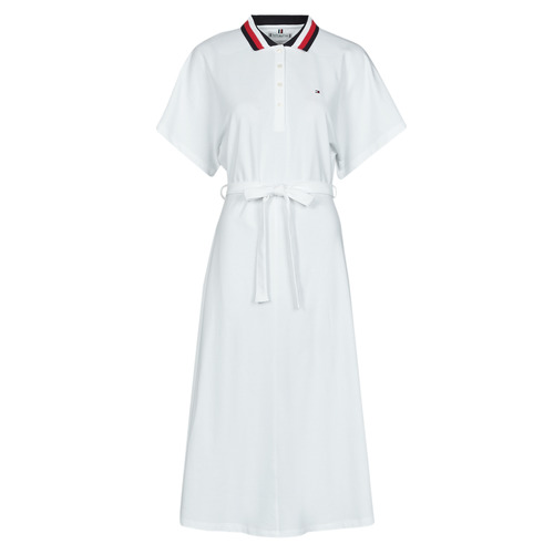 Tommy Hilfiger GBL STP FLARE MIDI POLO DRESS SS White - Free delivery | NET ! - Clothing Short Dresses Women