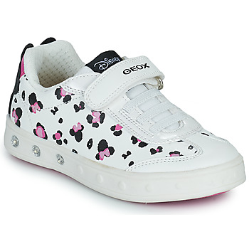 Shoes Girl Low top trainers Geox J SKYLIN GIRL White / Black / Pink