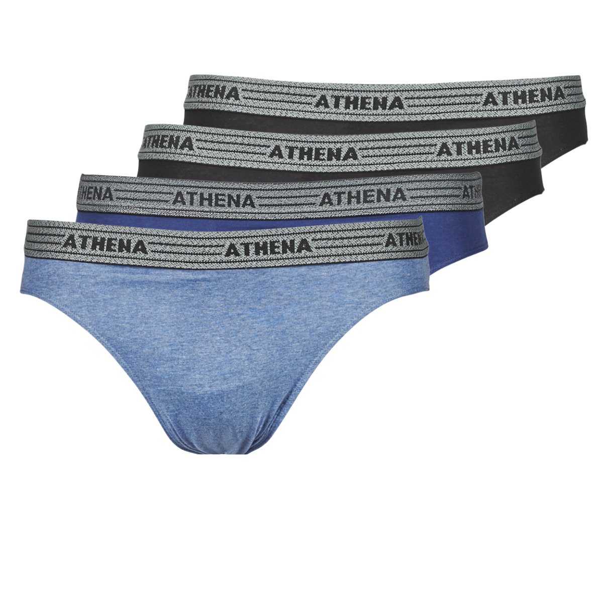 Underwear Men Underpants / Brief Athena BASIC COTON X4 Blue / Black / Blue / Black