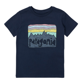 Clothing Children short-sleeved t-shirts Patagonia BABY FITZ ROY SKIES T-SHIRT Marine
