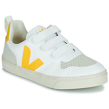 Shoes Children Low top trainers Veja Small V-10 Velcro White / Yellow