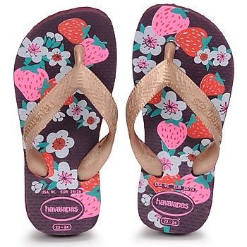 Shoes Girl Flip flops Havaianas KIDS FLORES Violet / Gold