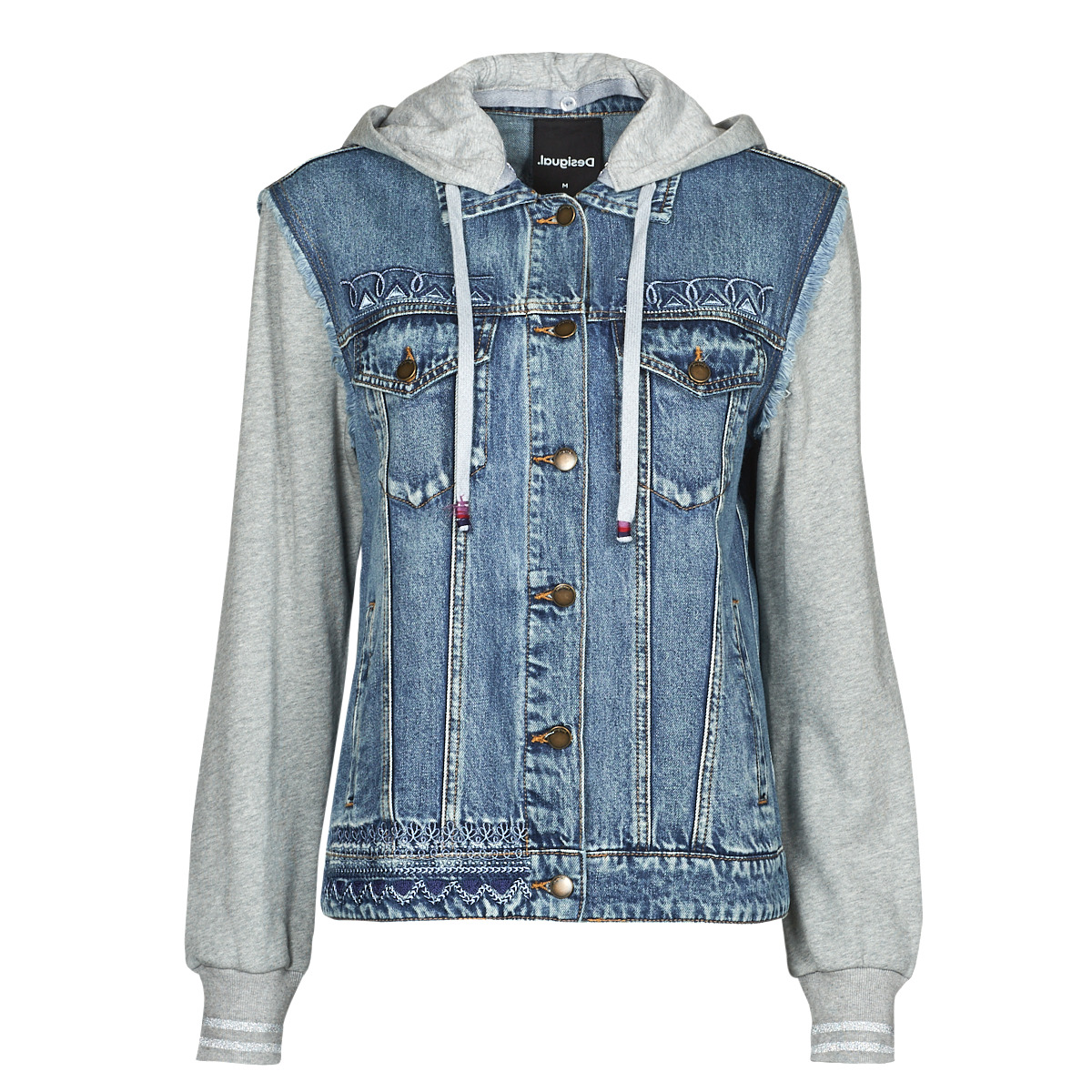 Clothing Women Denim jackets Desigual CHAQ_OLIMPIA Grey / Mottled / Blue / Jean