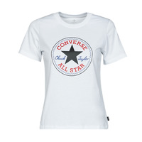 Clothing Women short-sleeved t-shirts Converse Chuck Patch Classic Tee White