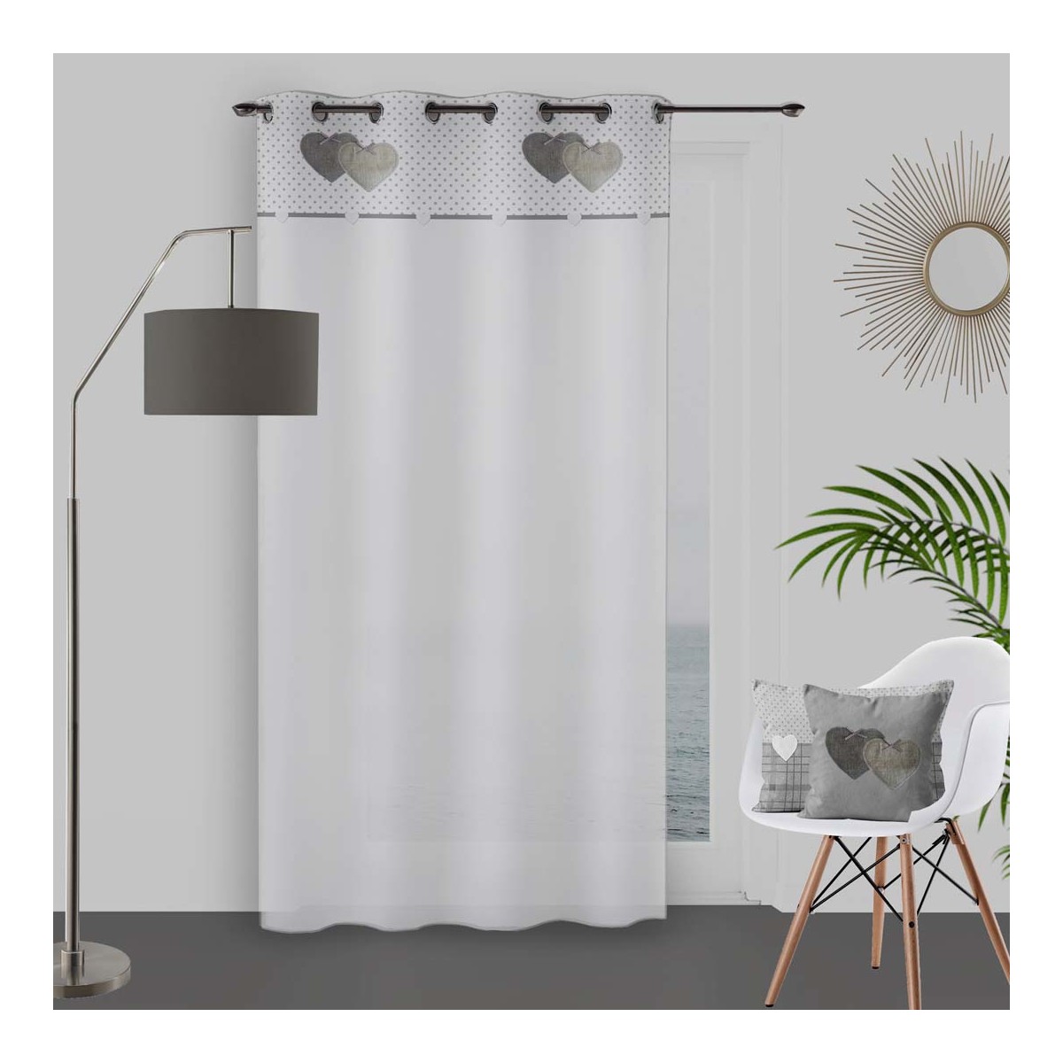 Home Sheer curtains Soleil D'Ocre LOVE Grey