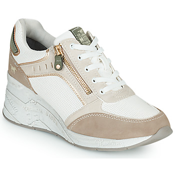 Mustang 1300-303 Womens Lace up Trainers In White Gold Size UK 3-8 