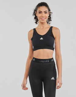 material Women Sport bras adidas Performance 3 Stripes CROP  black / White