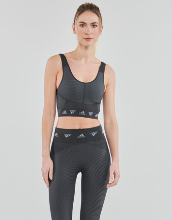 Clothing Women Sport bras adidas Performance STUDIO AEROKNIT BRA - LIGHT SUPPORT Magic / Grey / Carbon