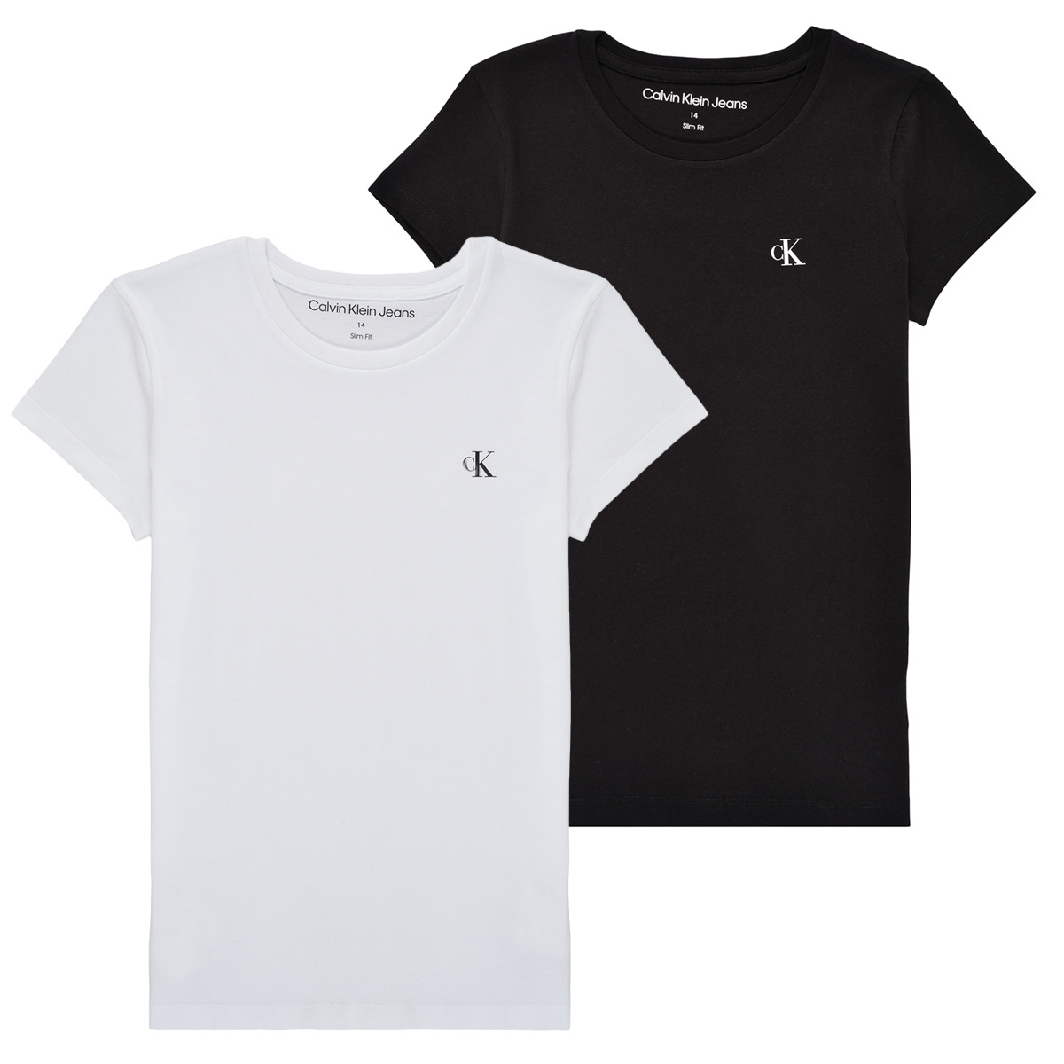 Calvin Klein Jeans 2-PACK SLIM MONOGRAM TOP Multicolour - Free delivery |  Spartoo NET ! - Clothing short-sleeved t-shirts Child