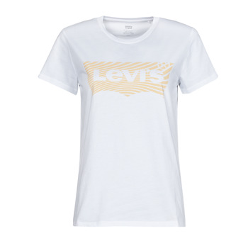 material Women short-sleeved t-shirts Levi's THE PERFECT TEE Wavy / Bw / White