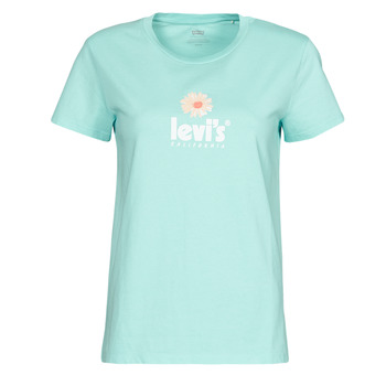 Clothing Women short-sleeved t-shirts Levi's THE PERFECT TEE Poster / Logo / Daisy / Chest / Blue
