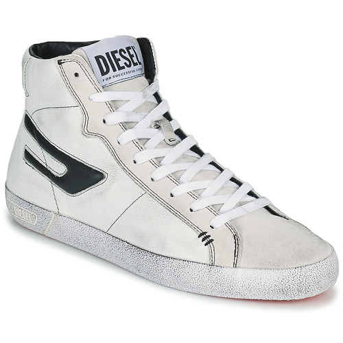 Mens Shoes Trainers High-top trainers for Men White DIESEL S-leroji Leather High-top Trainers in White/Black 