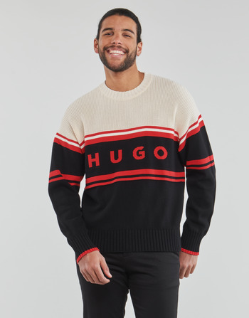 Clothing Men jumpers HUGO Sopid Black / Beige / Red