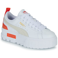 Shoes Children Low top trainers Puma Mayze Lth Jr White / Orange