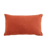 Home Cushions Douceur d intérieur COUSSIN DEHOUSSABLE 30 x 50 CM COTON UNI GAUFRETTE TERRACOTTA Red