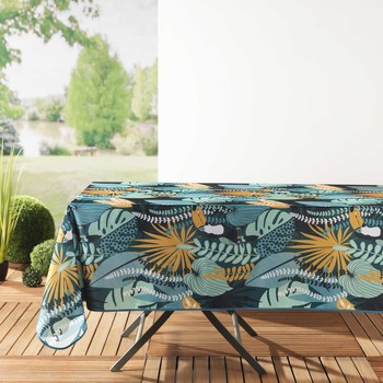 Home Tablecloth Douceur d intérieur NAPPE RECTANGLE 150 x 240 CM POLYESTER IMPRIME BRAZILIA MENTHE/V Multicolour
