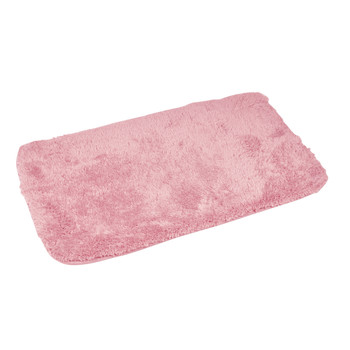 Home Bath mat Douceur d intérieur TAPIS DE BAIN 50 x 80 CM MICROFIBRE UNIE SOFTNESS ROSE POUDRE Pink