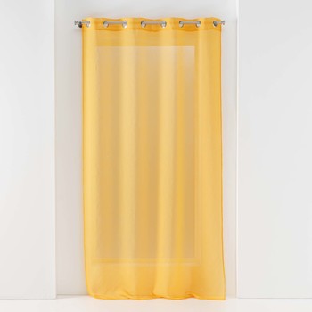 Home Sheer curtains Douceur d intérieur PANNEAU A OEILLETS 140 x 240 CM VOILE SABLE SANDRA JAUNE Yellow