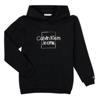 material Girl sweaters Calvin Klein Jeans METALLIC BOX LOGO RELAXED HOODIE Black