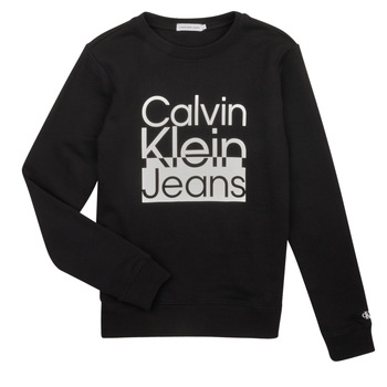 Clothing Boy sweaters Calvin Klein Jeans BOX LOGO SWEATSHIRT Black