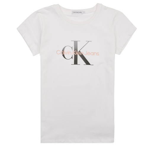 Calvin Klein Jeans GRADIENT MONOGRAM T-SHIRT White - Free delivery |  Spartoo NET ! - Clothing short-sleeved t-shirts Child
