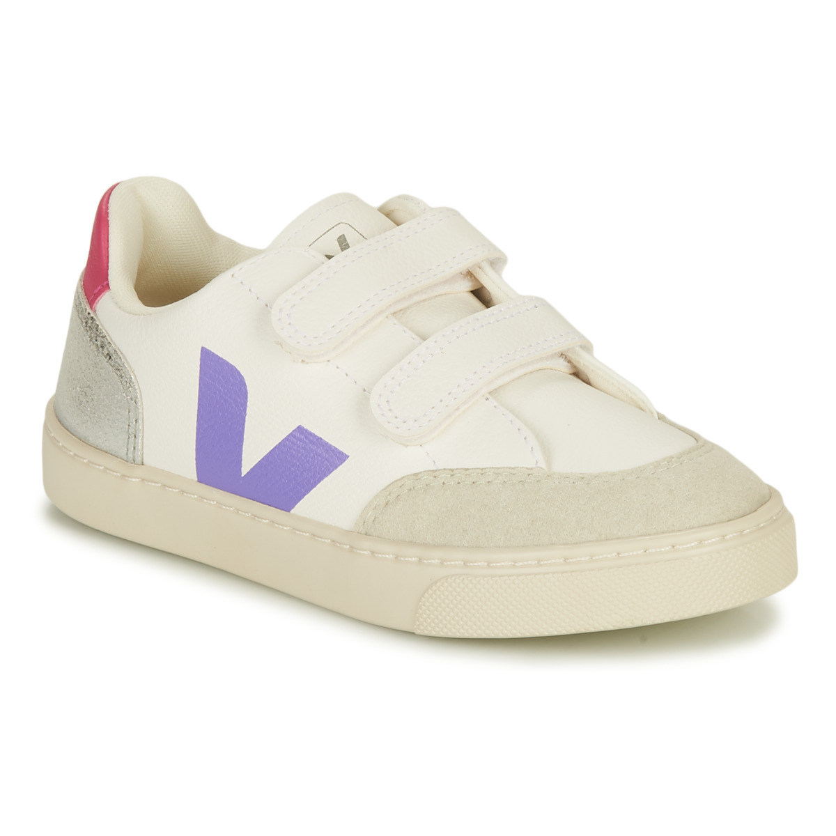 Shoes Girl Low top trainers Veja SMALL V-12 White / Parma