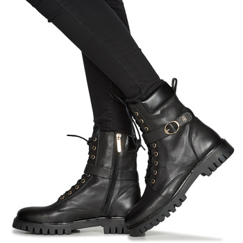 Tommy Hilfiger Buckle Lace Up Boot Black