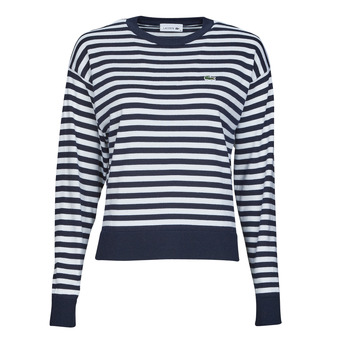 material Women jumpers Lacoste AF2545 Marine / White