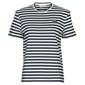 material Women short-sleeved t-shirts Lacoste TF2594 Marine / White