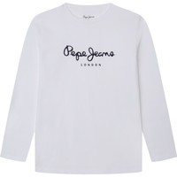 Clothing Boy Long sleeved shirts Pepe jeans NEW HERMAN White