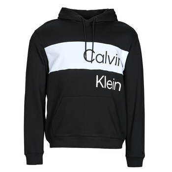 Clothing Men sweaters Calvin Klein Jeans INSTITUTIONAL BLOCKING HOODIE Black / White