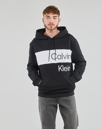 material Men sweaters Calvin Klein Jeans INSTITUTIONAL BLOCKING HOODIE Black / White
