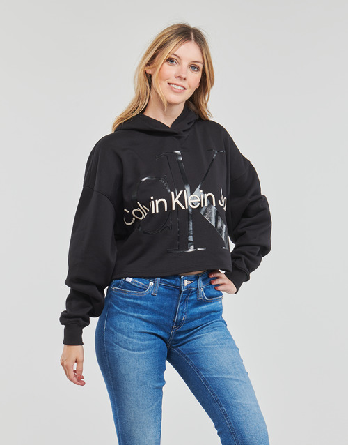 Calvin Klein Jeans GLOSSY MONOGRAM HOODIE Black - Free delivery | Spartoo  NET ! - Clothing sweaters Women USD/$
