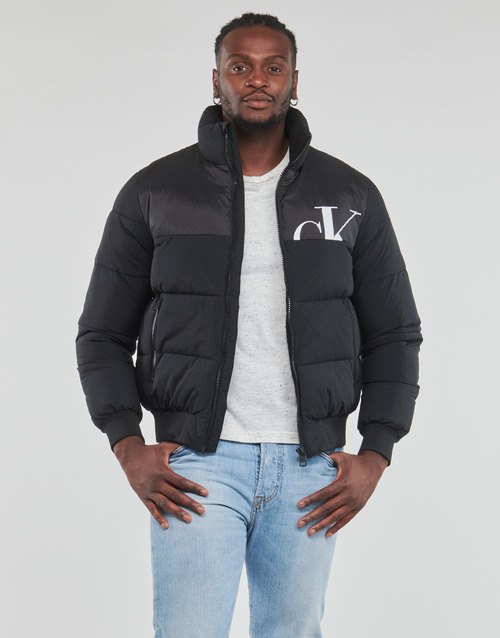 Calvin Klein Jeans CUT OFF CK MIX MEDIA PUFFER Black - Free delivery |  Spartoo NET ! - Clothing Duffel coats Men USD/$