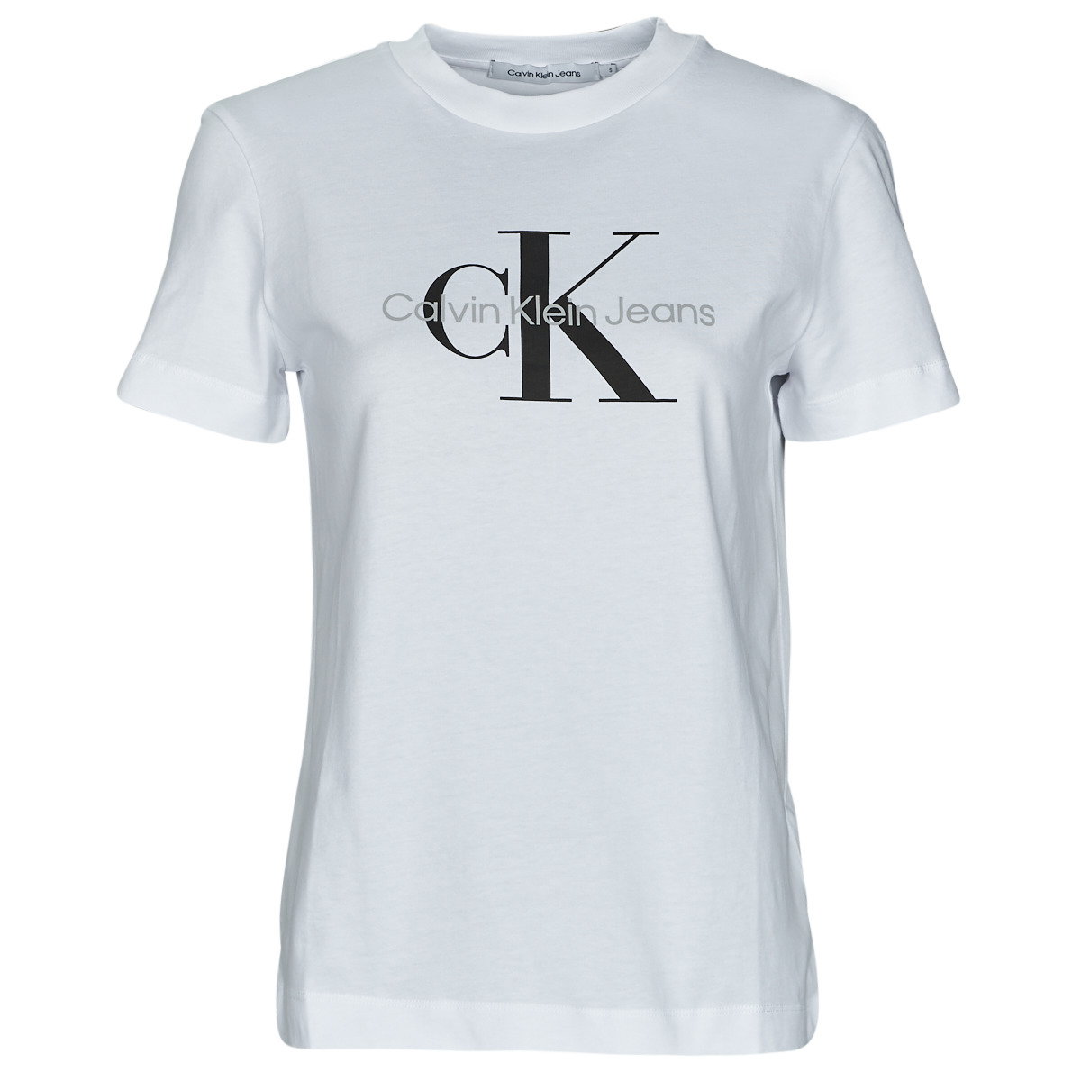 Calvin - Women Free REGULAR t-shirts delivery Jeans Spartoo - NET CORE White MONOGRAM ! TEE | Clothing Klein short-sleeved