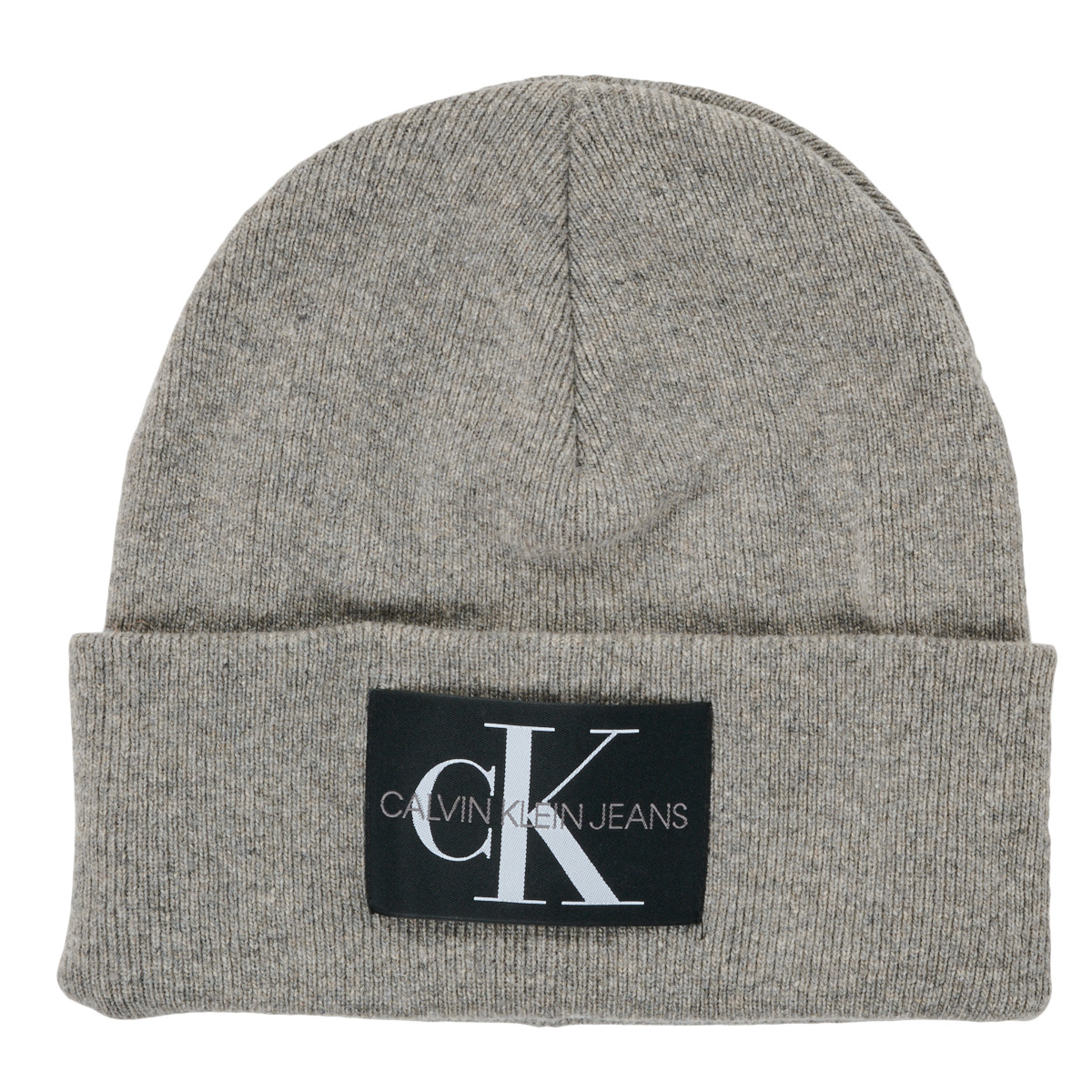 Calvin Klein Grey ! NON-RIB - BEANIE accessories Spartoo delivery PATCH | Free Jeans - hats Clothes MONOLOGO Men NET