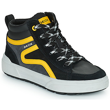 Shoes Boy High top trainers Geox J WEEMBLE BOY B Black / Grey / Yellow