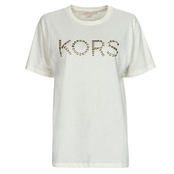 Clothing Women short-sleeved t-shirts MICHAEL Michael Kors STUDDED KORS BF TEE White / Broken
