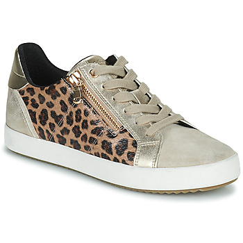 Shoes Women Low top trainers Geox D BLOMIEE C Golden / Leopard 