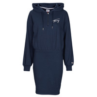 material Women Short Dresses Tommy Jeans TJW TOMMY SIGNATURE HOODIE DRESS Marine