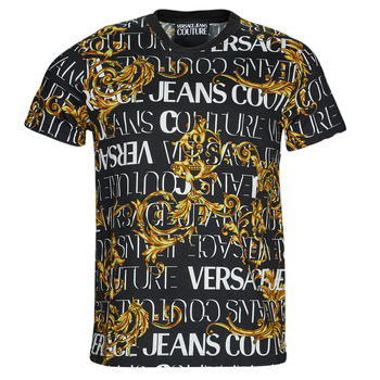 Clothing Men short-sleeved t-shirts Versace Jeans Couture 73GAH6S0-G89 Black / White / Yellow